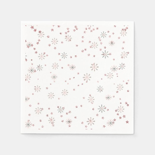 Vinter snöflingor Rosa & Silver Pappersservett (Framsidan)
