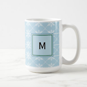 Vinter Snöflingor Semestermönster Söt Monogram Kaffemugg