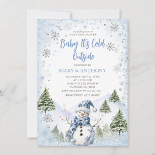 Vinter Snöflingor Snowfall Baby Shower Inbjudningar