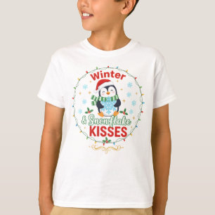 Vinter & snöflingskysar Pingvin Barn T Shirt