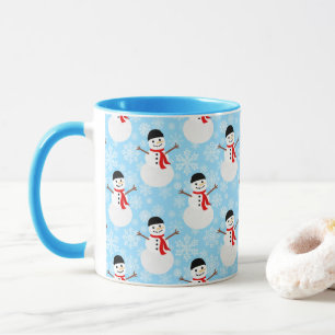 Vinter Snögubbe Cute Blue jul-Helgdag Mugg