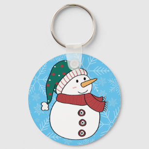 Vinter Snögubbe Cute Blue jul-Helgdag Nyckelring