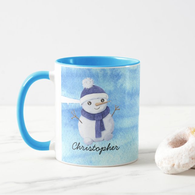 Vinter Snögubbe med Namn-julen anpassad Mugg (Med munk)