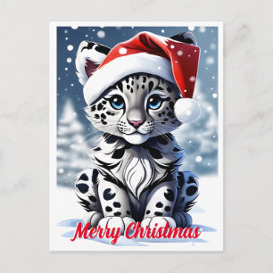 Vinter Snöig Tomte Söt Snö Leopard Unge Jul Vykort