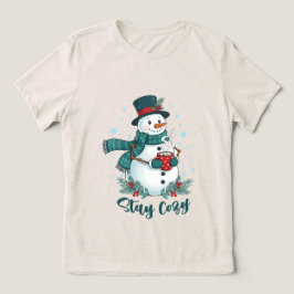 Vinter snöman med het choklad t shirt