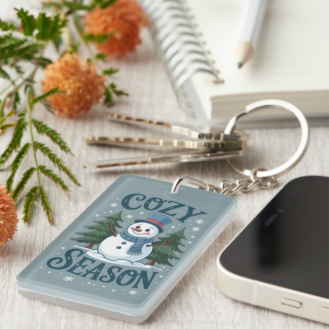 Vinter Snömannen Mysig Säsong Träd Jul Högtid (Högra Framsidan)