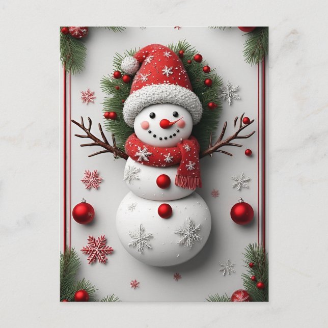 🎄 Vinter Snömannen Tall Charm ❄️ Festive Jul Vykort (Framsida)