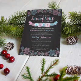 Vinter Snowflake Gender Reveal Party-inbjudan Inbjudningar