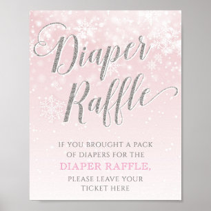 Vinter Snowflake Girl Baby Shower Raffle Poster