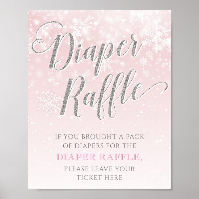 Vinter Snowflake Girl Baby Shower Raffle Poster (Framsidan)