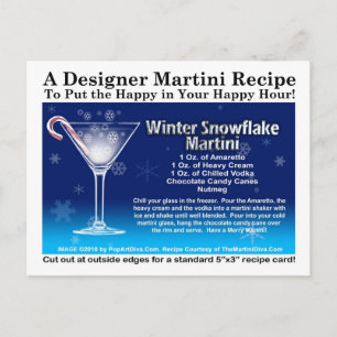 Vinter Snowflake jul Martini Recipe-vykort Vykort