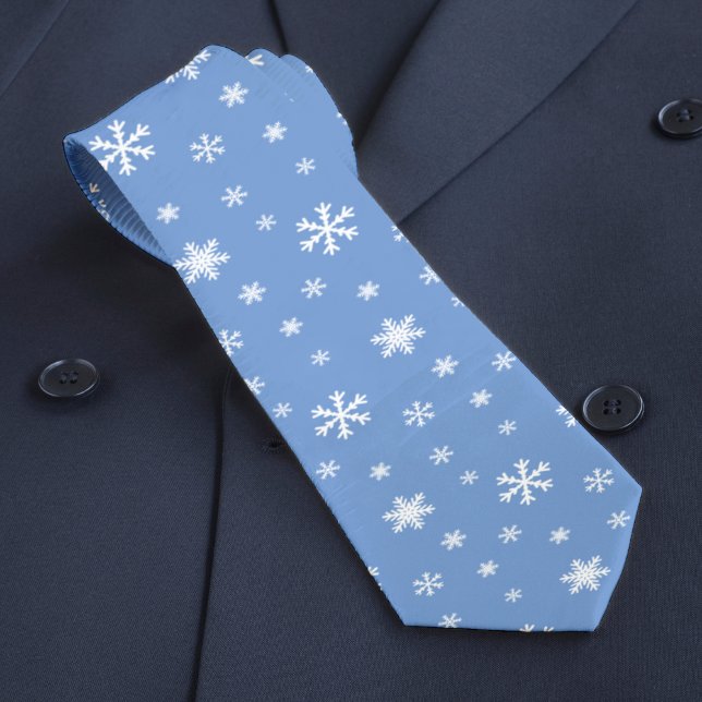 Vinter Snowflake Mönster Light Blue jul Slips (Winter Snowflake Pattern Light Blue Christmas Neck Tie)