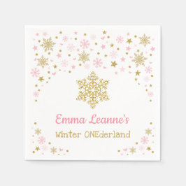 Vinter Snowflake Rosa Guld Birthday Baby Shower Pappersservett