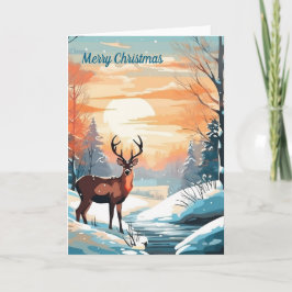 Vinter solnedgång hjort kort