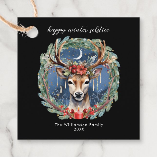 Vinter Solstånd Jul Högtid Djurkrans Julen Yule Ch Gåvor Etiketter (Framsida)