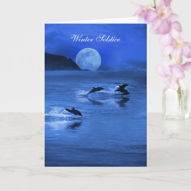 Vinter Solstånd Yule Delfiner Hav Ocean Kort (Orkide)
