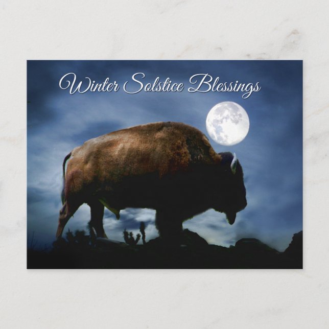 Vinter Solstice Blessings Buffalo Postcards Vykort (Framsida)