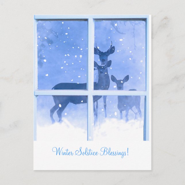 Vinter Solstice Blessings Hjort Postcard Vykort (Framsida)
