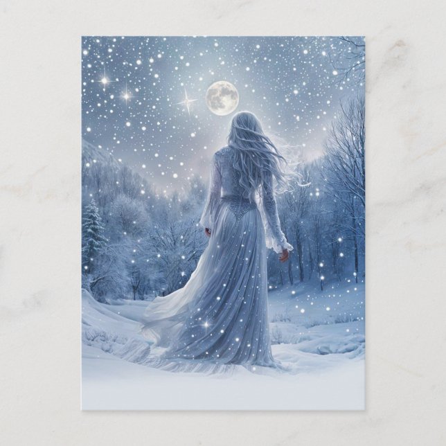 Vinter Solstice Bohemisk Snö Yule Högtid Helg Vykort (Framsida)