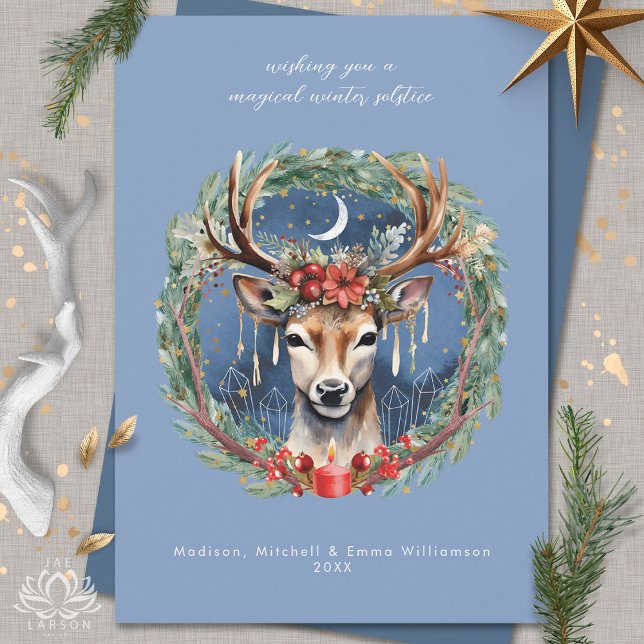 Vinter Solstice Helgdag Hjort-utandningskort Inbjudningar (Skapare uppladdad)