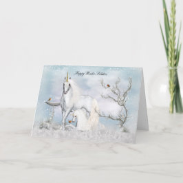 Vinter Solstice Midinter Greeting Card Unicorns Helgkort