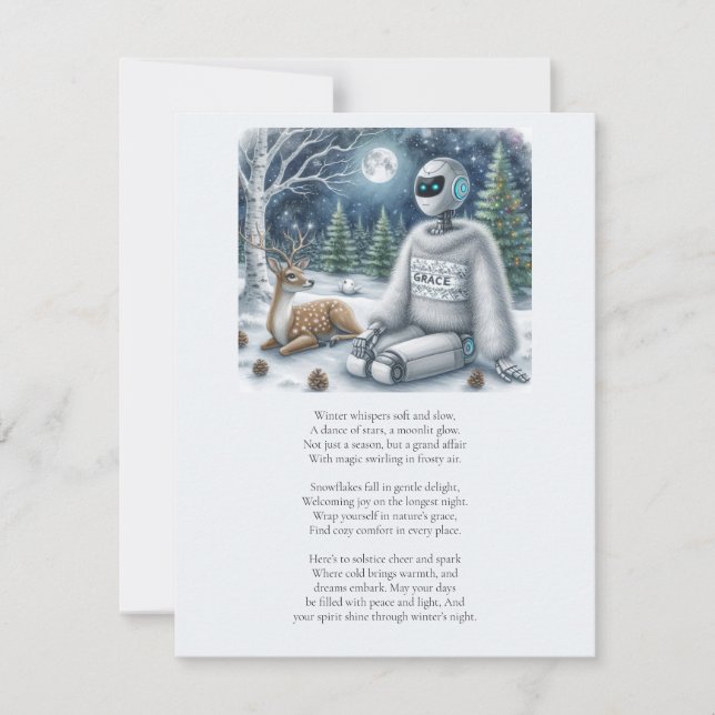 Vinter Solstice Tech AI Robot Julkort (Framsida)