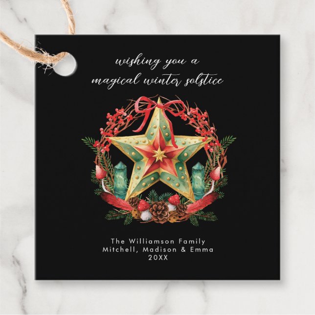 Vinter Solstice WandeStar Helgdag Julull Yule Gåvor Etiketter (Framsida)