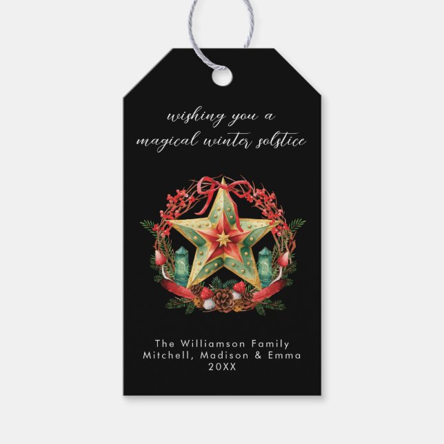 Vinter Solstice WandeStar Helgdag Julull Yule Presentetikett (Framsidan)