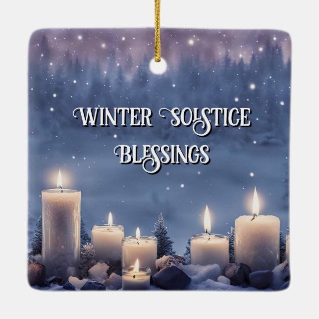 Vinter Solstice Yule Candles i Snö Julgransprydnad Keramik (Baksida)