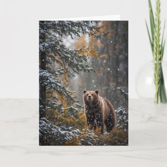 Vinter Solsticke Julhälsningar Vildmarksskog  Kort (Framsida)