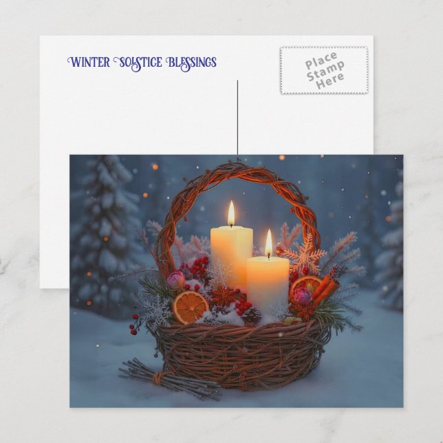 Vinter Solstickelse Yule Kryddor Helg Vykort (Fram/baksida)