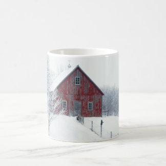 Vinter som glaseras med ladugården kaffemugg