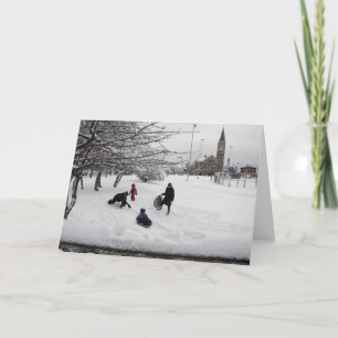 Vinter som Sledding Jersey City Helgkort