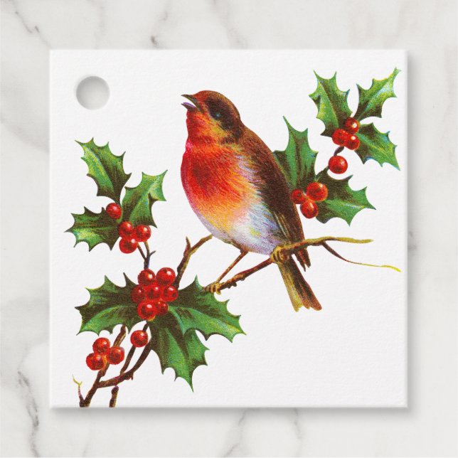 Vinter Songbird på Märkrn Berry Gren Helgdag Gift Gåvor Etiketter (Framsida)