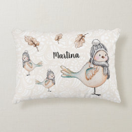 Vinter Söt Sparrow Illustration Prydnadskudde