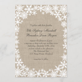 Vinter spets på jute bröllopsinbjudan inbjudningar