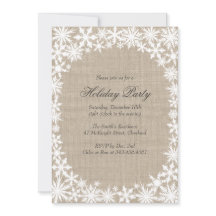 Vinter spets på jutesäck jul inbjudan