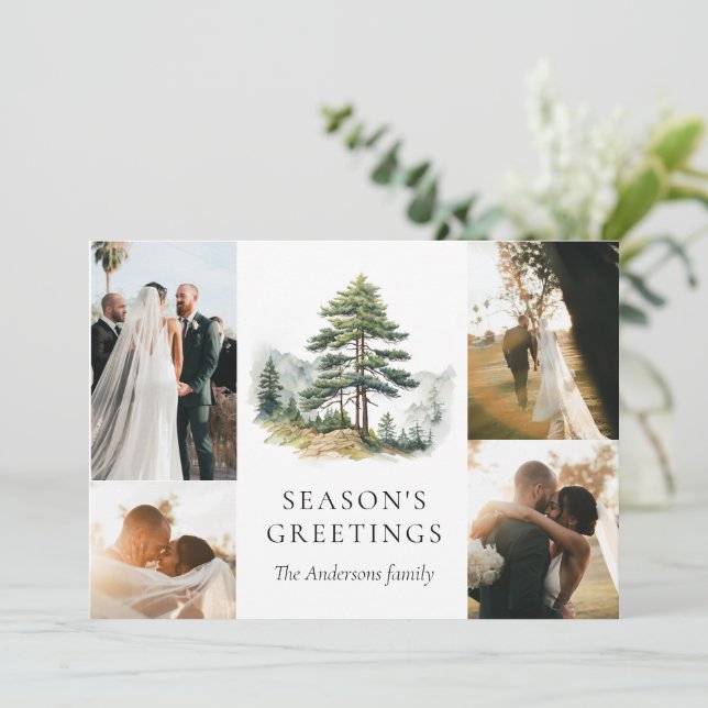 Vinter Splendor jul - Helgdag Photo Collage Inbjudningar (Stående Fram)