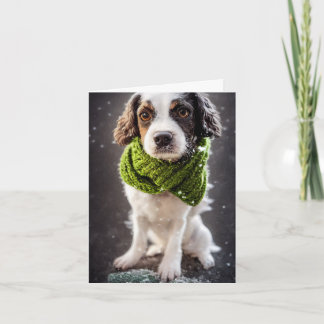 Vinter Springer Spanine Puppy Greeting Card Kort