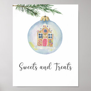 Vinter städsegrön gren - Godis och godsaker Poster
