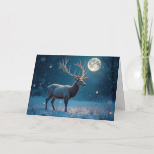 Vinter Stag Moonlit Snö julkort Helgdag Kort