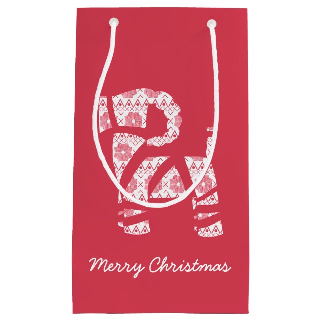 Vinter Sticka jul Yule Bock Gift Bag (Framsidan)
