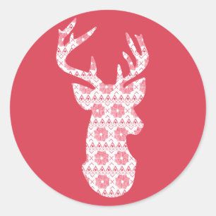Vinter Sticka julpryder Sticker Runt Klistermärke