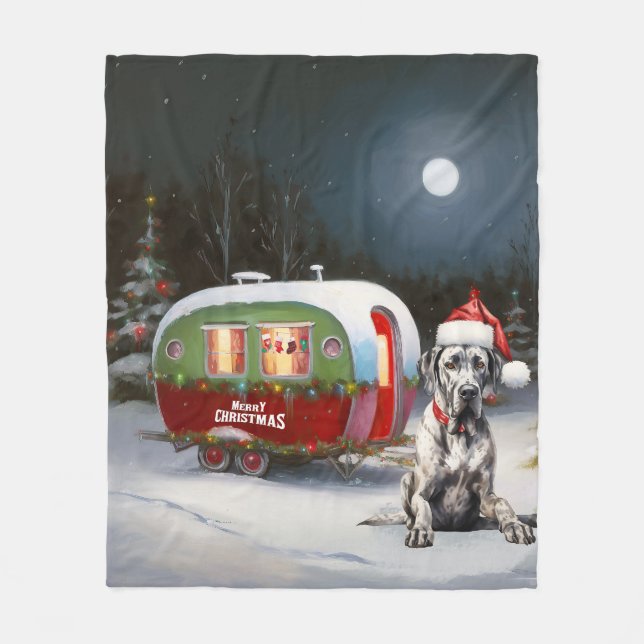 Vinter Stor Dan Caravan Juläventyr Fleecefilt (Framsidan)