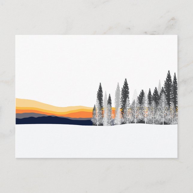 Vinter Sunset Forest Silhouette-vykort Vykort (Framsida)