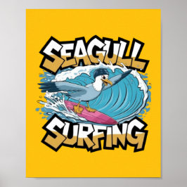 Vinter Surfande Måse, Måse Surfning, Måse Poster