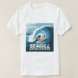 Vinter Surfande Måse, Måse Surfning, Måse T Shirt