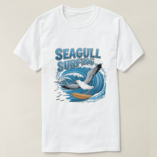 Vinter Surfare Måsfågel, Måsfågel Surfning, Måsfåg T Shirt (Design framsida)