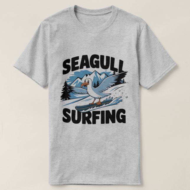 Vinter Surfare Måsfågel, Måsfågel Surfning, Måsfåg T Shirt (Design framsida)