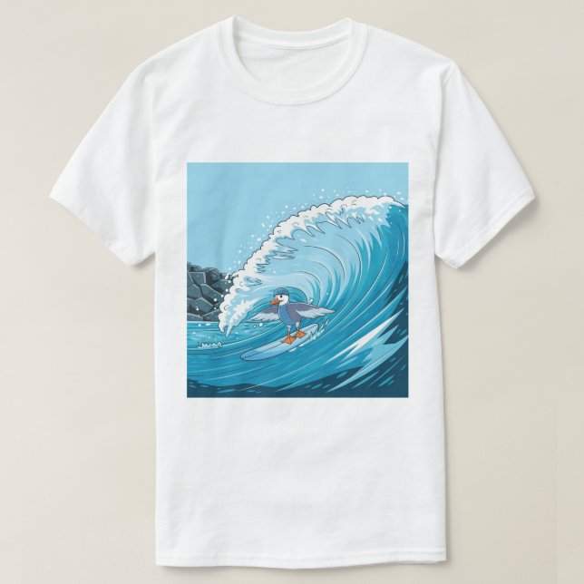 Vinter Surfare Måsfågel, Måsfågel Surfning, Måsfåg T Shirt (Design framsida)